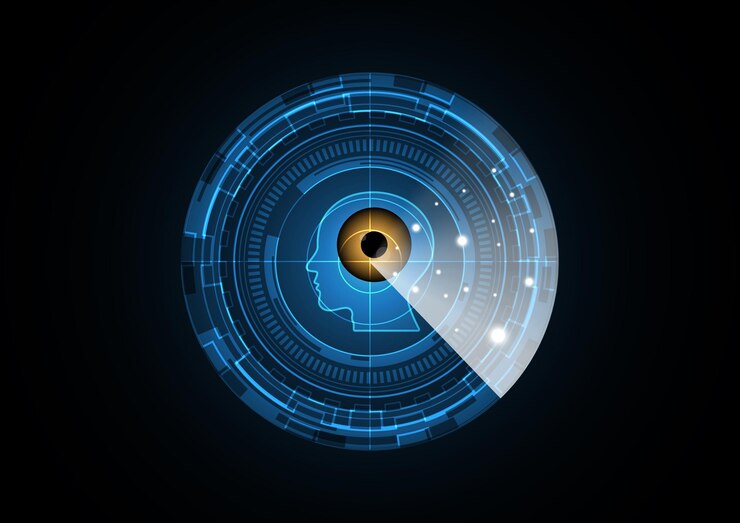 Vector technology abstract future eye human head radar security circle background vector illustration