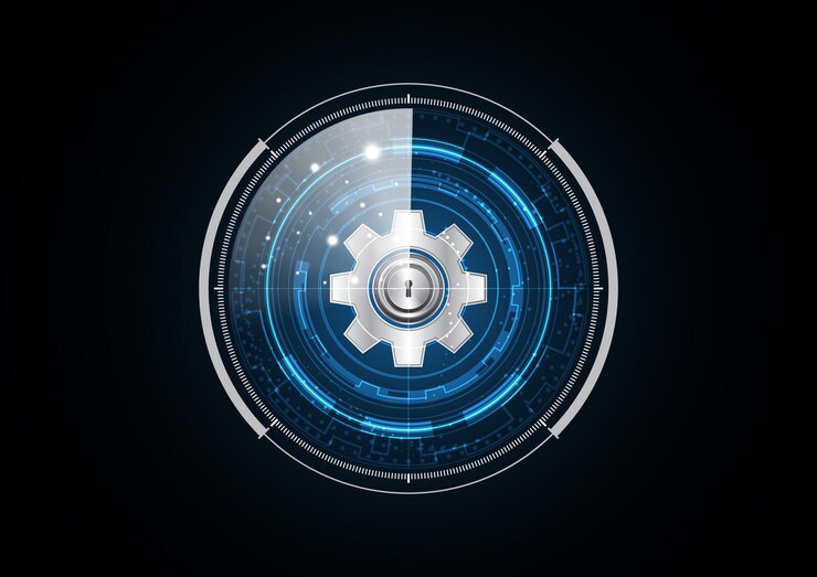 Vector technology abstract future keyhole gear radar security circle background vector illustration