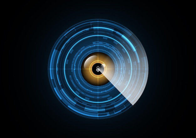 Illustrazione di vettore del fondo del cerchio di sicurezza del radar dell'occhio della serratura del futuro astratto di tecnologia