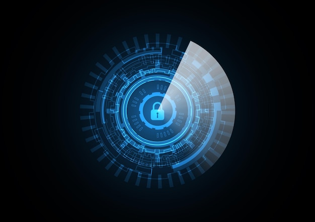 Tecnologia astratta futura serratura radar sicurezza cerchio sfondo illustrazione vettoriale