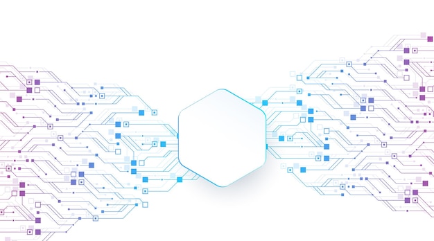 벡터 기술 요약 하이테크 미래의 회로판 배너 벽지