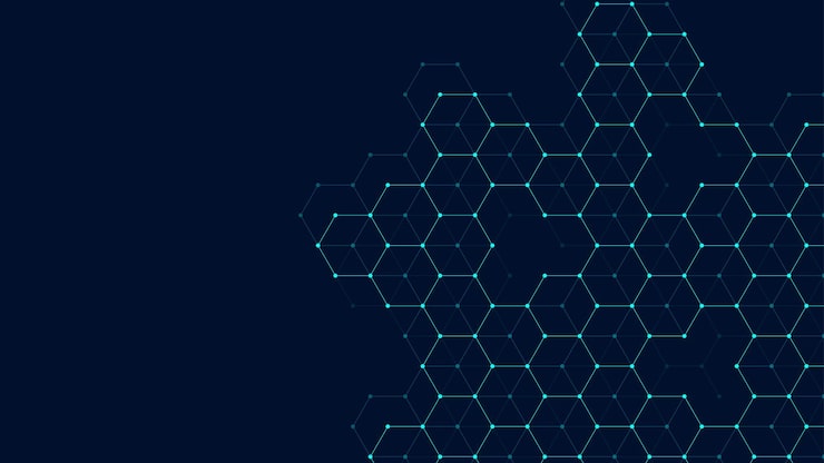 Vector technology abstract lines and dots connect background with hexagons. hexagon grid. hexagons connection digital data and big data concept. hex digital data visualization. vector illustration.