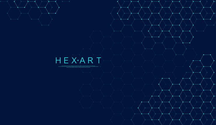 Vector technology abstract lines and dots connect background with hexagons. hexagon grid. hexagons connection digital data and big data concept. hex digital data visualization. vector illustration.