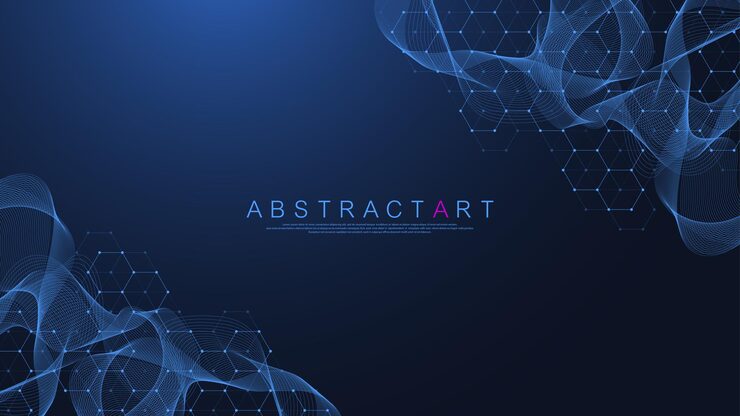 Vector technology abstract lines and dots connect background with hexagons. hexagon grid. hexagons connection digital data and big data concept. hex digital data visualization. vector illustration.
