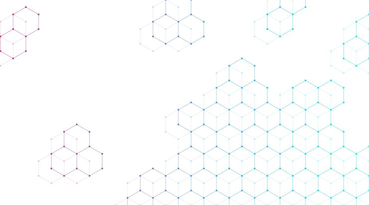 Vector 기술 추상 라인과 점은 육각형으로 배경을 연결합니다. 육각형 연결 디지털 데이터와 빅 데이터 개념. 16진수 디지털 데이터 시각화. 벡터 일러스트 레이 션.