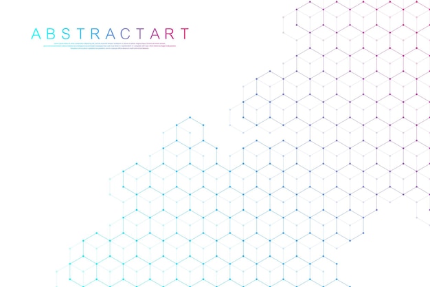 Vector technology abstract lines and dots connect background with hexagons hexagons connection digital data...