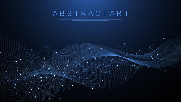 기술 추상 선 및 점 연결 배경 연결 디지털 데이터 및 빅 데이터 개념 디지털 데이터 시각화 벡터 그림