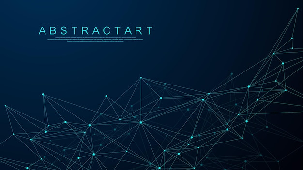 Tecnologia linee astratte e punti di connessione sfondo connessione dati digitali e concetto di big data visualizzazione dei dati digitali illustrazione vettoriale