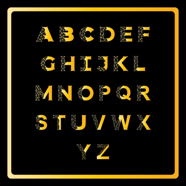 Vector technology alphabet golden letter design