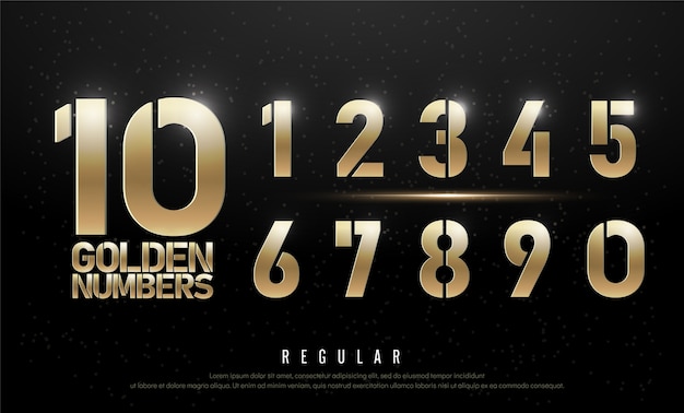 Vector technology alphabet golden numbers metallic and effect