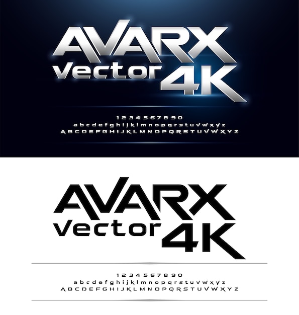 Vector technology alphabet silver metallic and effect designs