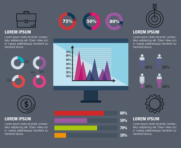 Технологии и бизнес-иконки инфографических шаблонов