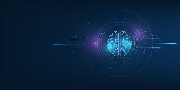 Tecnologia concetto di dati digitali di animazione del cervello di intelligenza artificiale (ai). analisi del flusso di big data. tecnologie moderne di apprendimento profondo. innovazione futuristica della tecnologia informatica. rete digitale veloce.