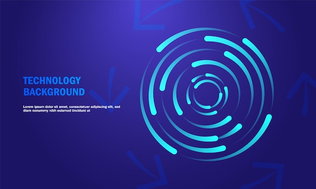 Technology Background Circle movement and motion over dark blue background