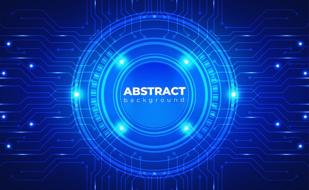 技術の背景、回路基板のコンセプト。青いネオン効果