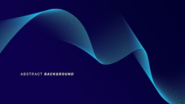 Vector technology background dark blue color with glowing wavy futuristic lines suitable for banners