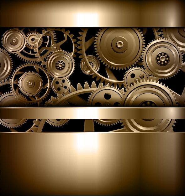 Vector technology background metallic gears and cogwheels