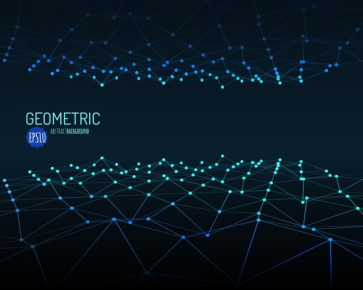 Vector technology  background. wireframe polygonal landscape with connected lines and dots.  .