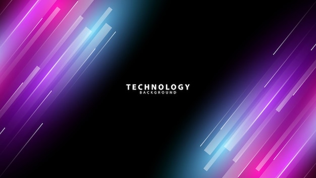 Technology background with neon light effect lines