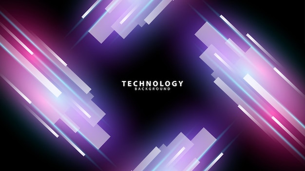 Technology background with neon light effect lines