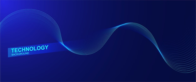 Technology background with wavy lines