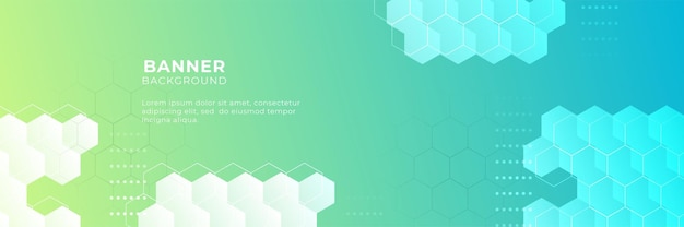 Technology banner background with yellow and blue green gradient color