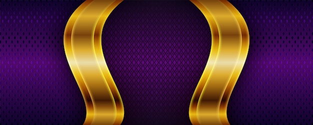 Technology banner golden metallic purple light direction with dark blank space modern futuristic