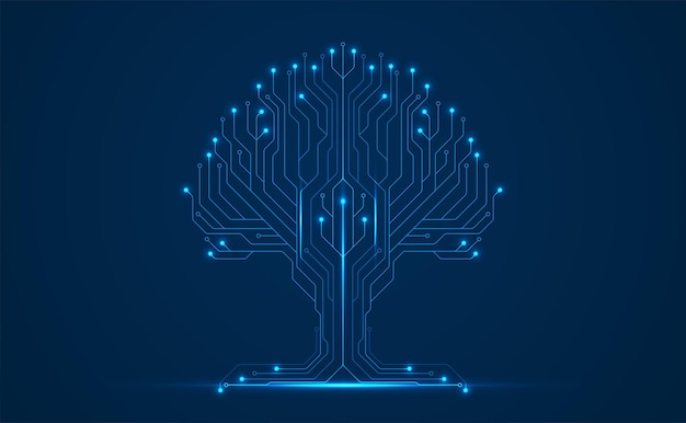青の背景に技術ビッグデータ ツリー ネットワーク