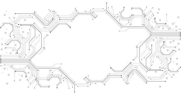 Schema elettrico di tecnologia nero su sfondo bianco