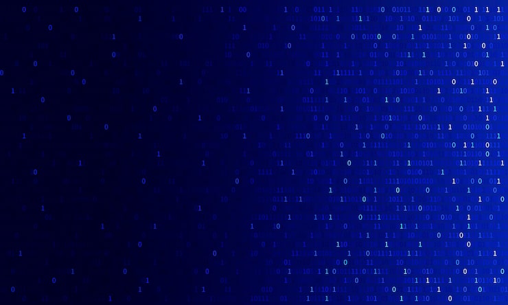 Vector technology blue binary digital data software programming code random concept matrix background vector