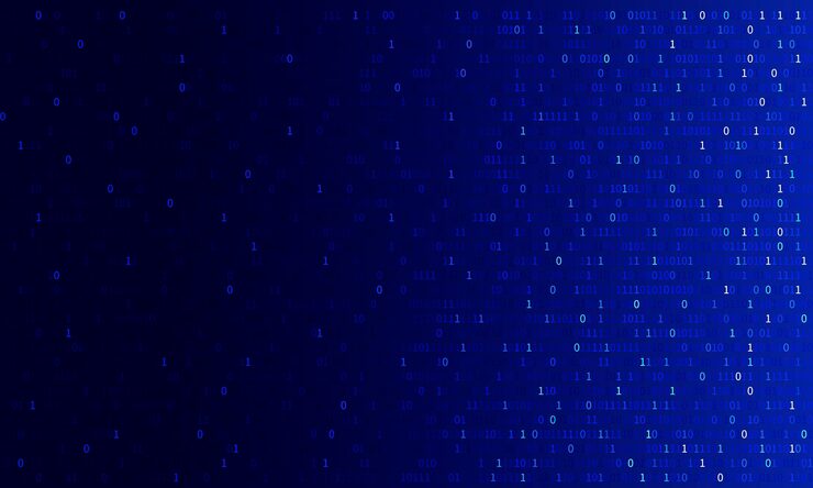 Vector technology blue binary digital data software programming code random concept matrix background vector