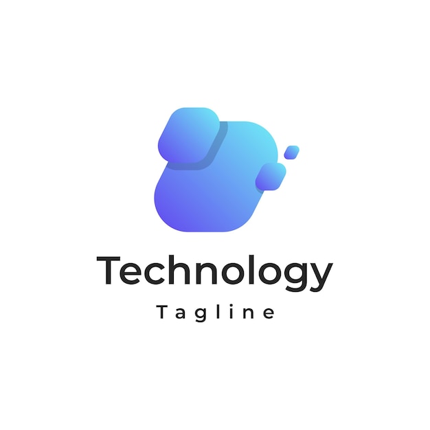 Vettore design del logo a colori sfumati blu tecnologia