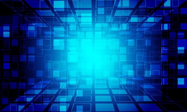 Technology blue light squares data media geometric design modern futuristic background vector