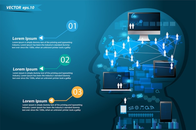 Technology business network process diagram concept idea make in man