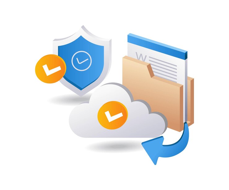 Vector technology cloud server data security infographic 3d illustration flat isometric