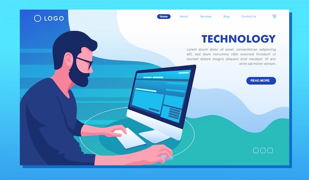 Technology computer and gadget website landing page