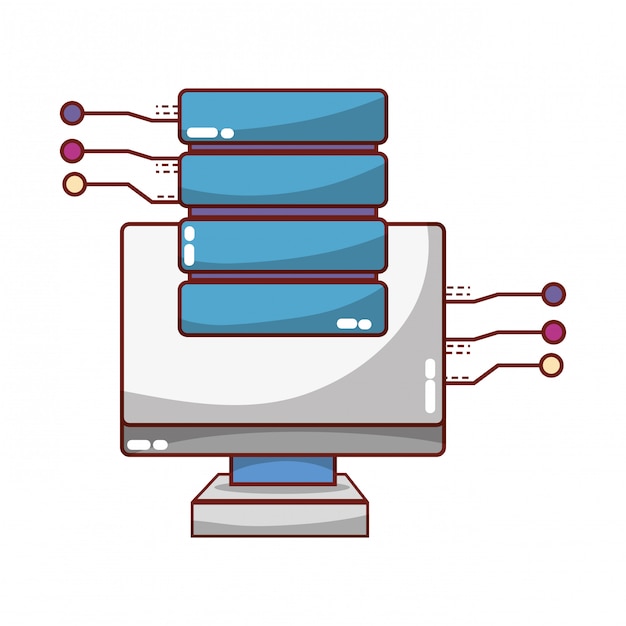 Vector technology computing cartoon