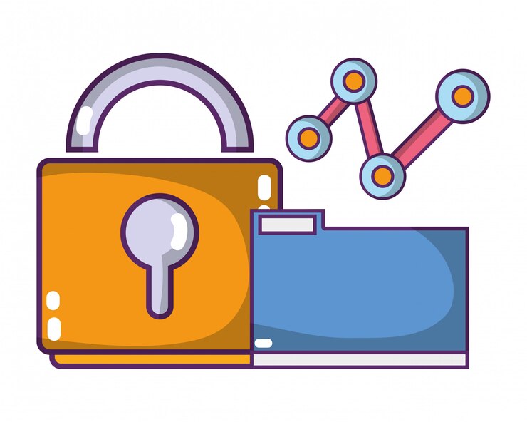 Vector technology computing security cartoon