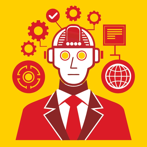 인공지능 AI 디자인 요소를 특징으로하는 기술 개념 터 일러스트레이션