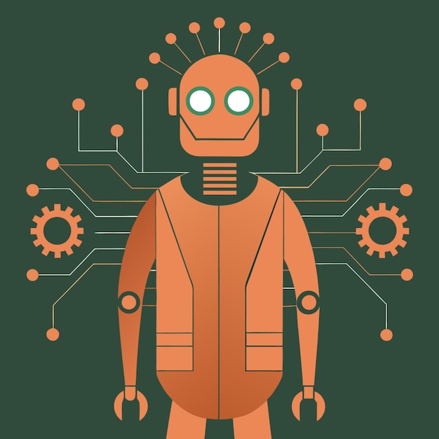 テクノロジーコンセプト ベクトルイラスト 人工知能デザイン要素 フラットスタイル