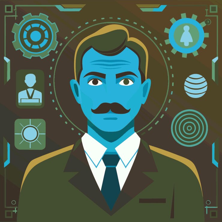 Vector technology concept vector illustration featuring bio matric design flat style elements