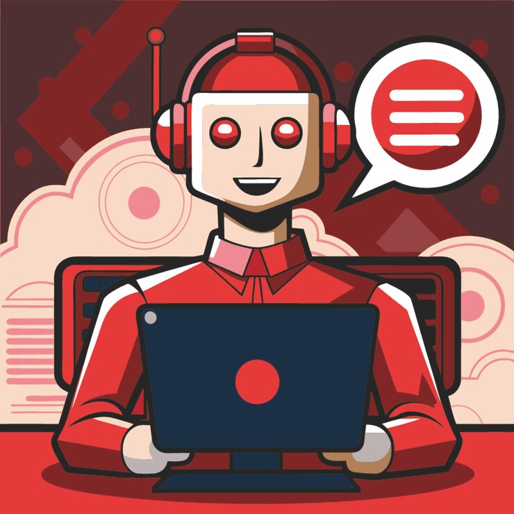 Вектор технологическая концептуальная векторная иллюстрация с элементами плоского стиля дизайна чат-ботов