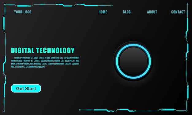 Technology concept for web banner template or brochure Blue colour