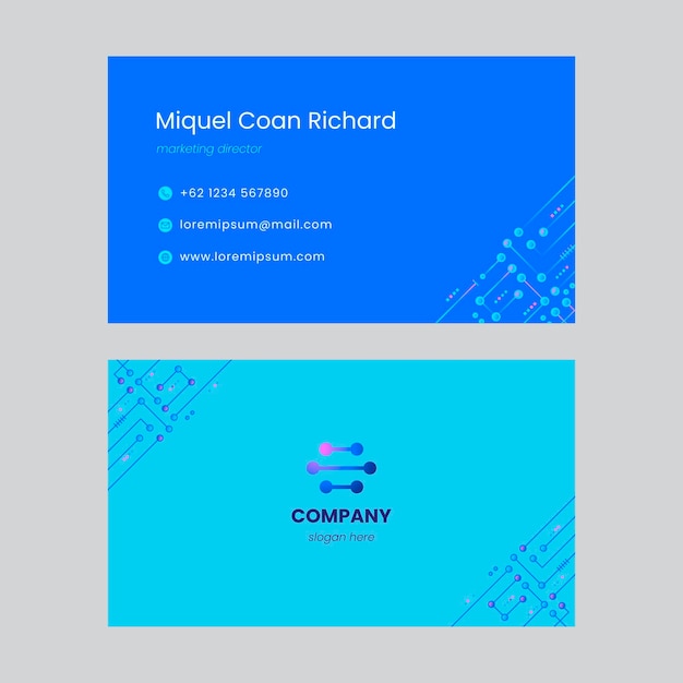 Технологическая корпоративная синяя визитная карточка