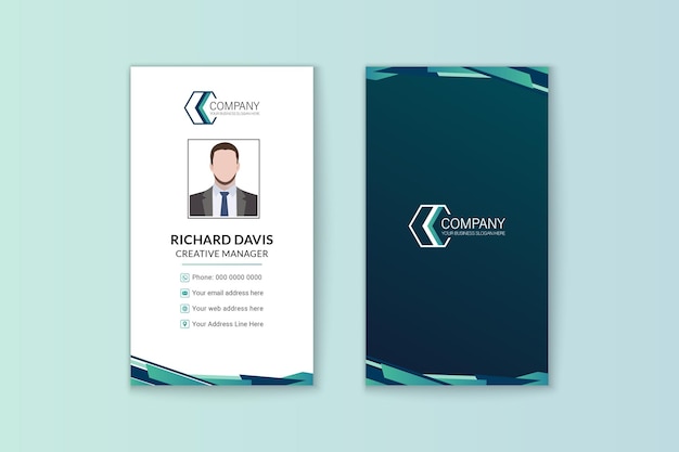 Technology corporate company vertical business card template