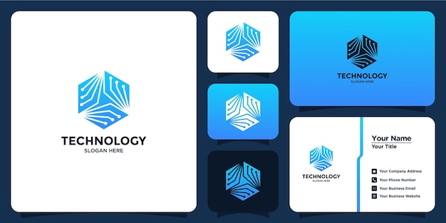 Technology design logo and branding card
