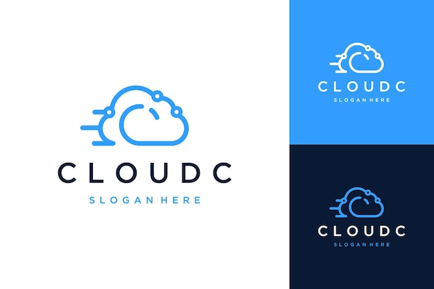 Technology design logo or monogram or initial letter c with clouds