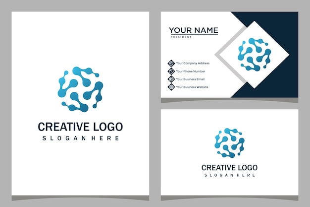 шаблон логотипа технологического дизайна с дизайном визитной карточки