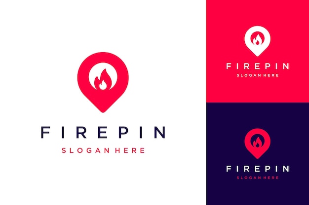 Technology design logos or pins with fire