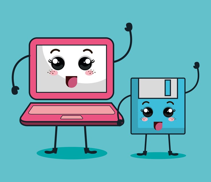 Vector 기술 장치 문자 귀엽다 스타일 벡터 일러스트 레이 션 디자인